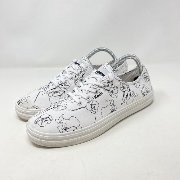 Keds Alley Breezie White and Black Hand Drawn Print Sneakers Size 10 WF66863 - Picture 3 of 14